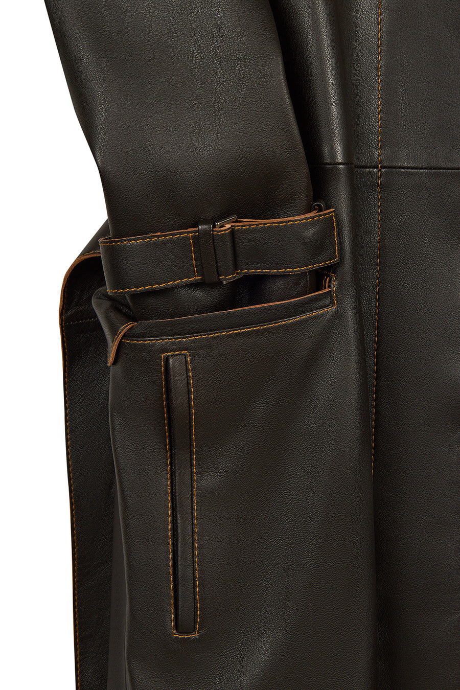 Belinda Woman Black Vintage Leather Trench Coat