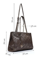 Women's Brown Long Strap Printed Shoulder Bag | Derimod