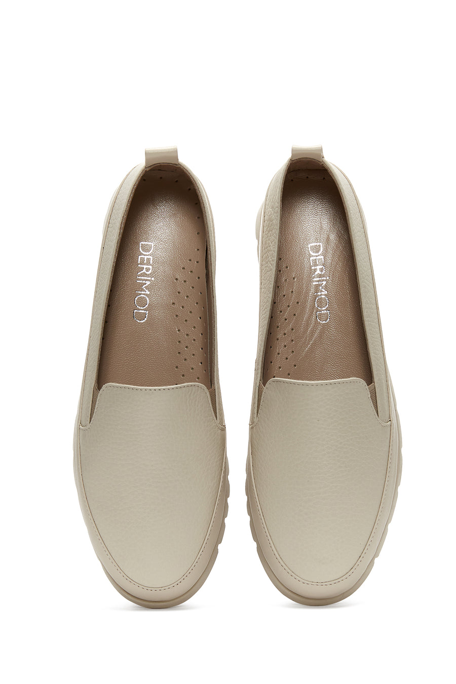 Kadın Bej Deri Comfort Loafer