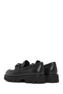 Women's Black Leather Masculine Loafer | Derimod