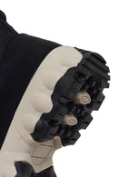 Woman Black Zip Closure Thick-Soled Fabric Boots | Derimod