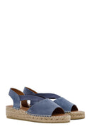 Women's Navy Blue Leather Sandals | Derimod