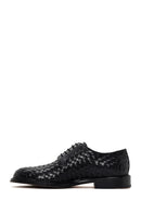 Erkek Siyah Bağcıklı Örgü Deri Klasik Ayakkabı | Derimod