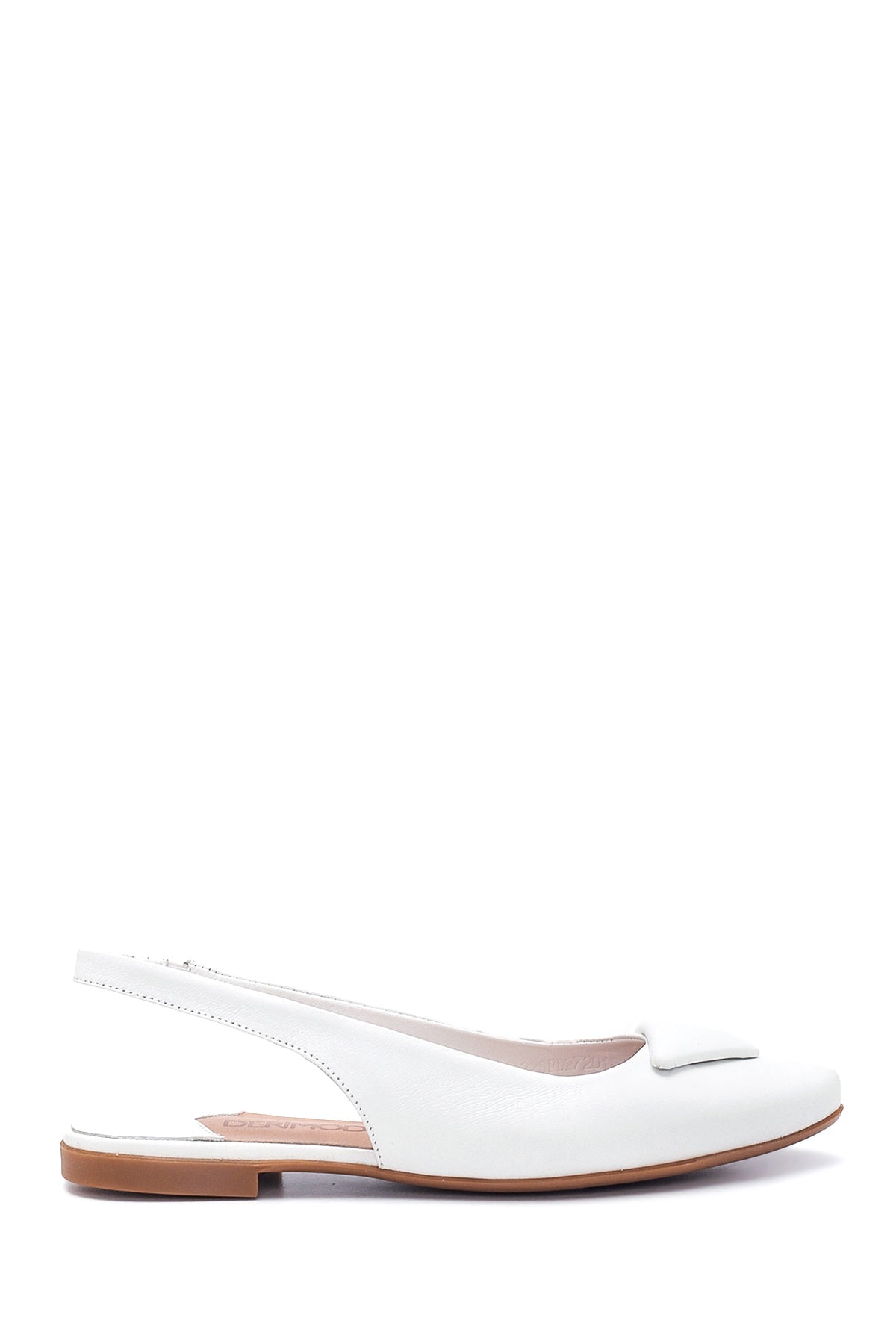 Women's White Leather Open-Back Ballerinas 22SFD272018 | Derimod
