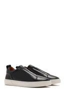 Men's Black Elastic Leather Sneakers | Derimod