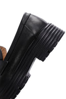 Women's Black Leather Masculine Loafer | Derimod