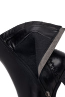 Woman Black Zip Closure Thick-Heeled Leather Boots | Derimod