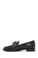 Women's Black Buckled Leather Masculine Loafer | Derimod