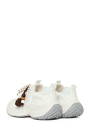 Women's White Lace-Up Chunky Sole Charm Sneakers | Derimod