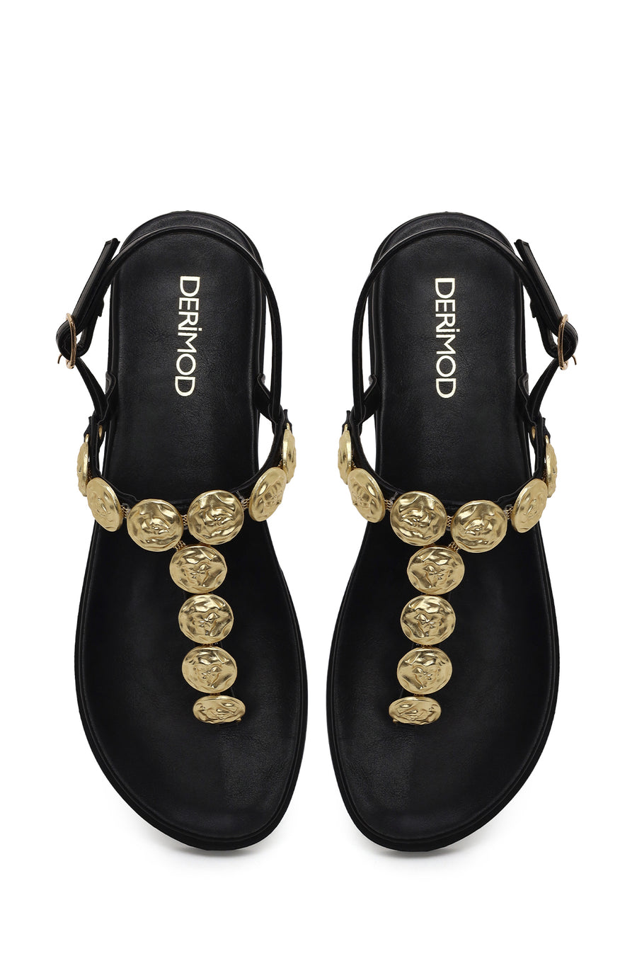 Woman Black Buckled Toe-Post Sandal