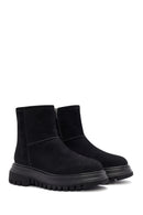 Women's Black Zippered Suede Boots | Derimod