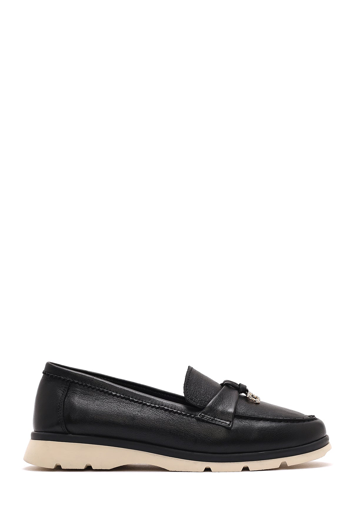 Kadın Siyah Deri Comfort Loafer 25SFD153618 | Derimod