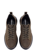 Men's Khaki Lace-Up Nubuck Leather Sneaker | Derimod