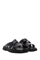 Women's Black Leather Comfort Slippers | Derimod