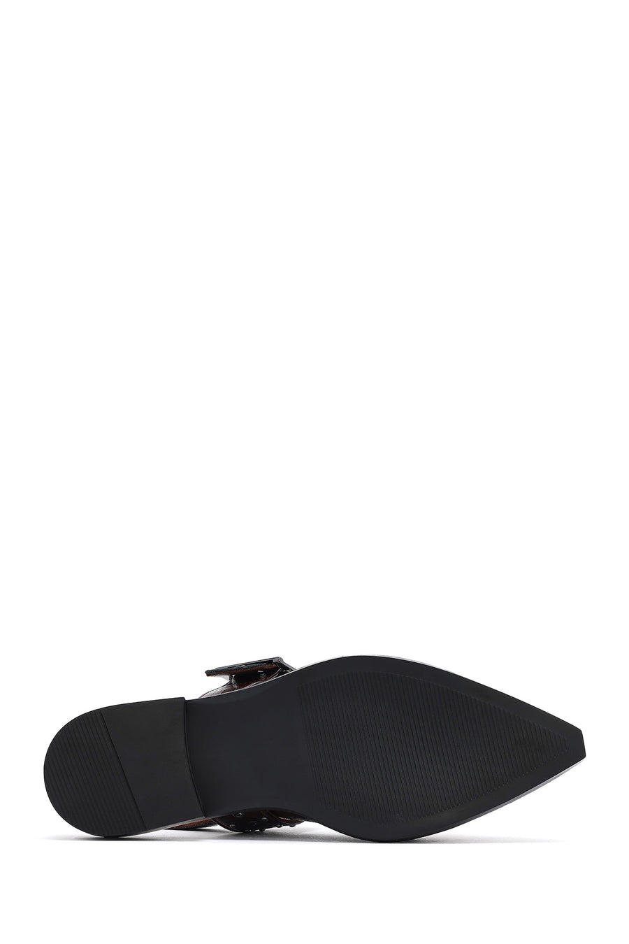 Women's Claret Red Open Back Buckled Patent Leather Ballerinas