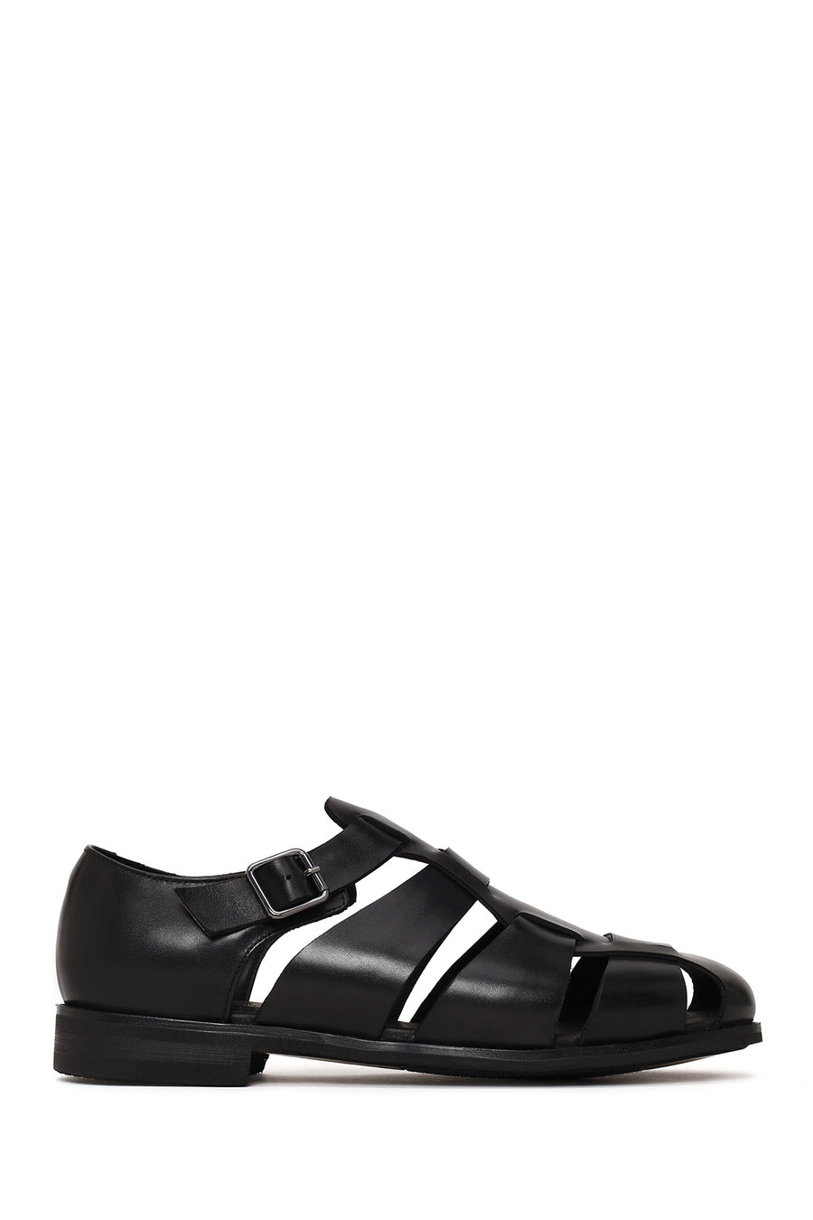Derimod Black Male Black Leather Buckled Summery / Summer Shoes 26SFD695918 | Derimod