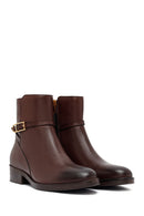 Woman Brown Zippered Leather Boat | Derimod
