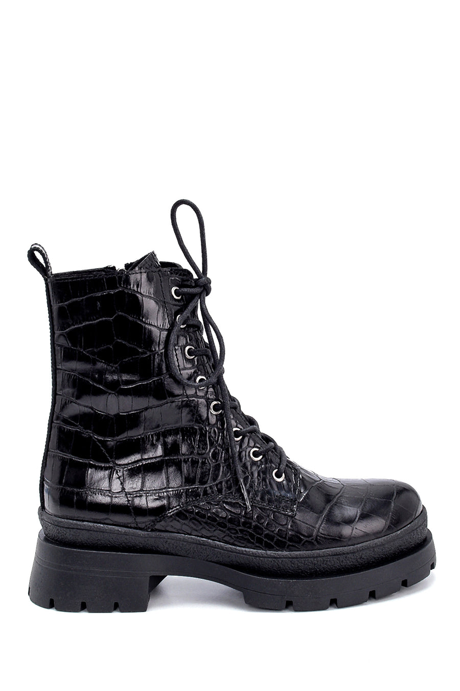 Women's Leather Crocodile Patterned Boots 20WFD2270E3 | Derimod