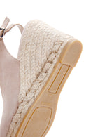 Women's Beige Suede Leather Wedge Heel Espadrille | Derimod