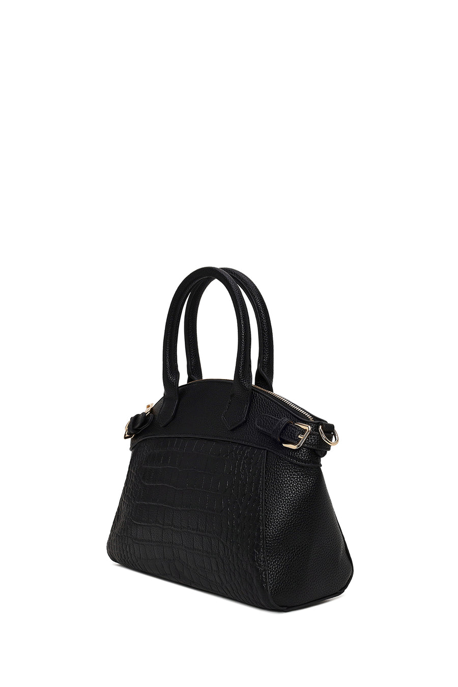 Woman Black Long-Strap Croc-Pattern Classic Shoulder Bag
