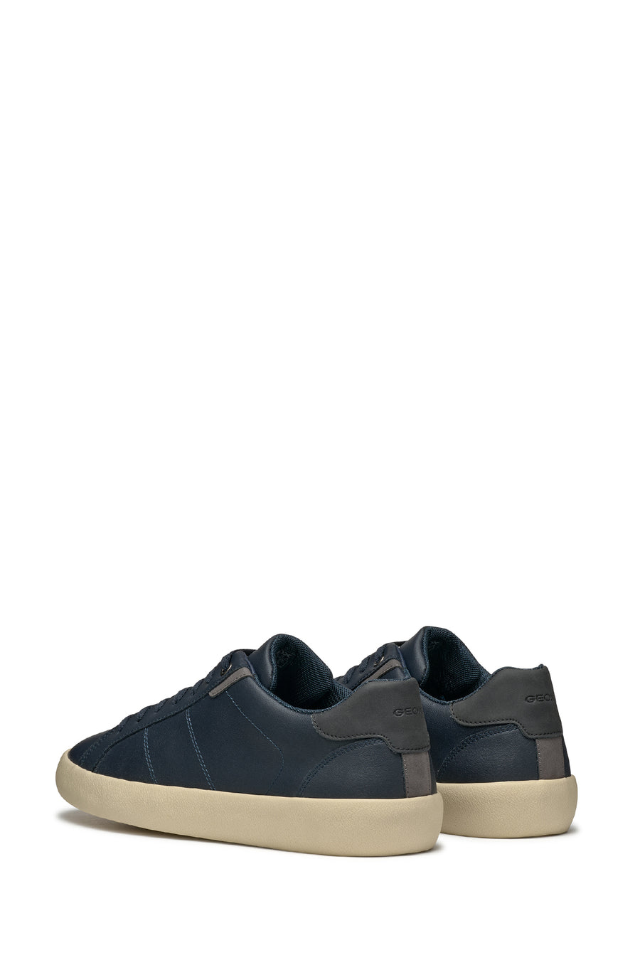 Geox Erkek Lacivert Affile Bağcıklı Deri Sneaker
