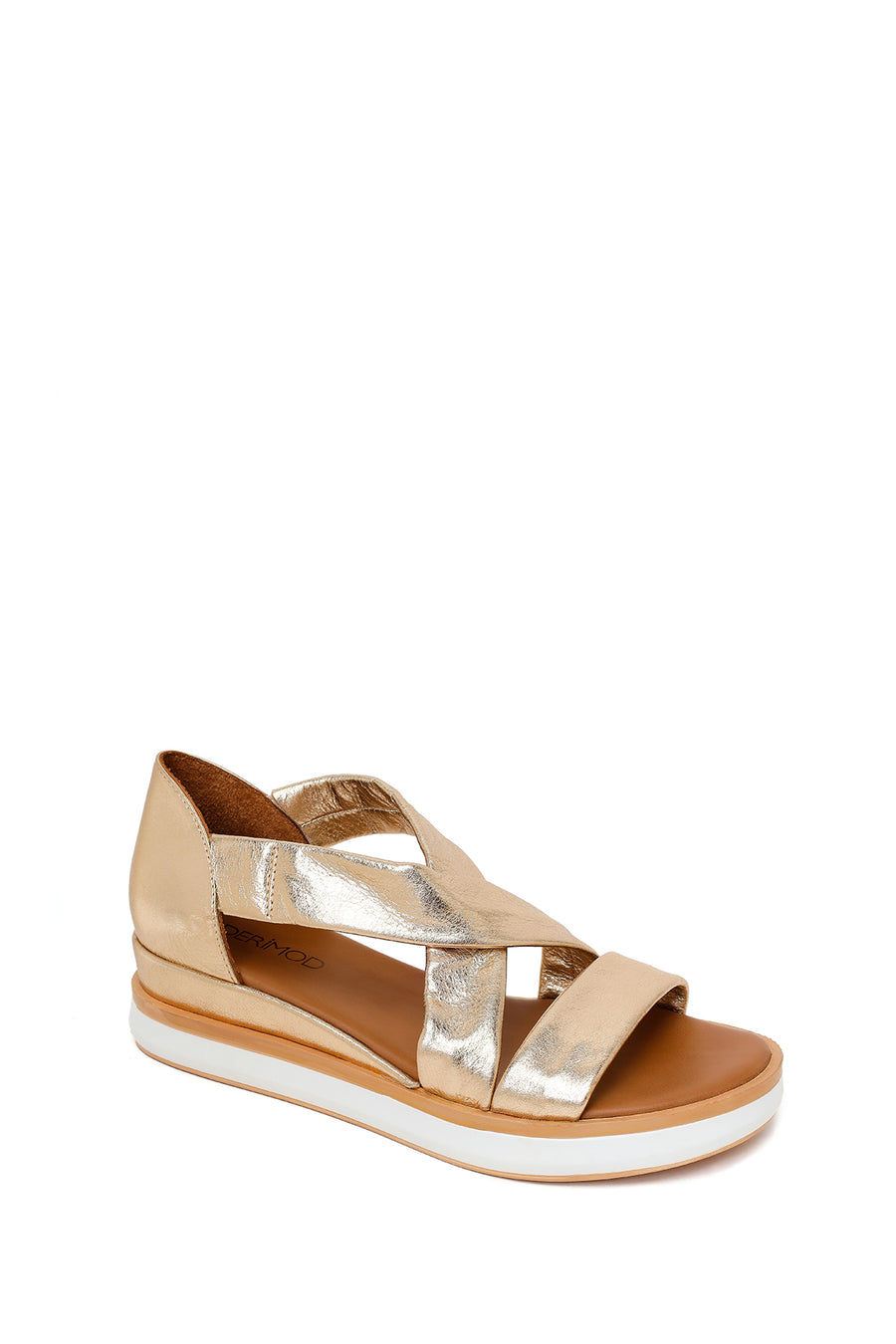 Women's Gold Chunky Metallic Leather Sandals
