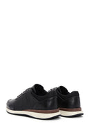 Men's Black Leather Printed Sneaker | Derimod