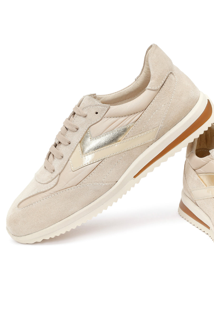 Kadın Bej Bağcıklı Süet Deri Sneaker