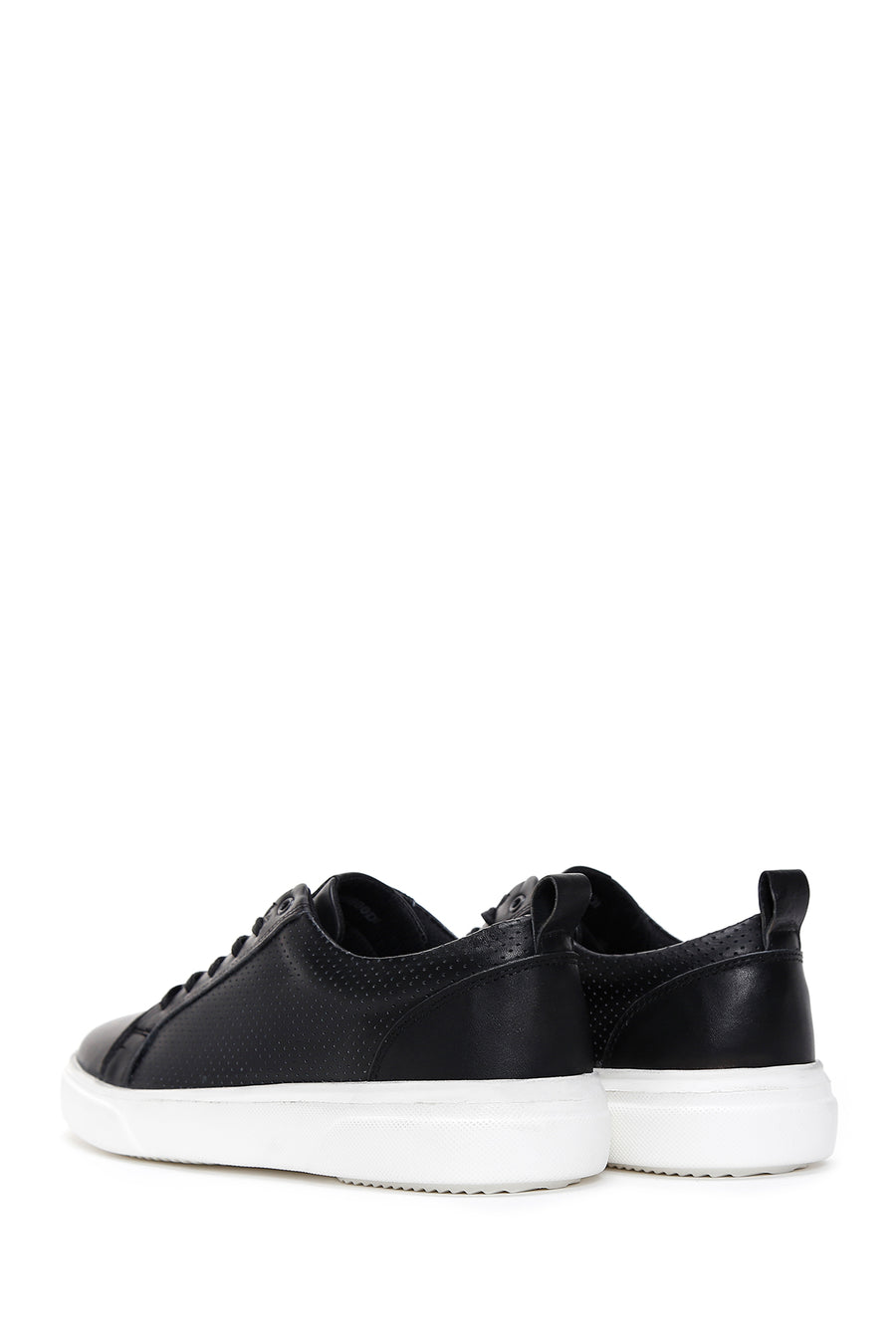 Men's Black Lace-up Leather Sneaker