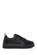 Male Black Lace-Up Thick-Soled Leather Sneaker | Derimod