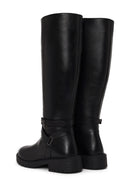 Woman Black Zip Closure Leather Boots | Derimod