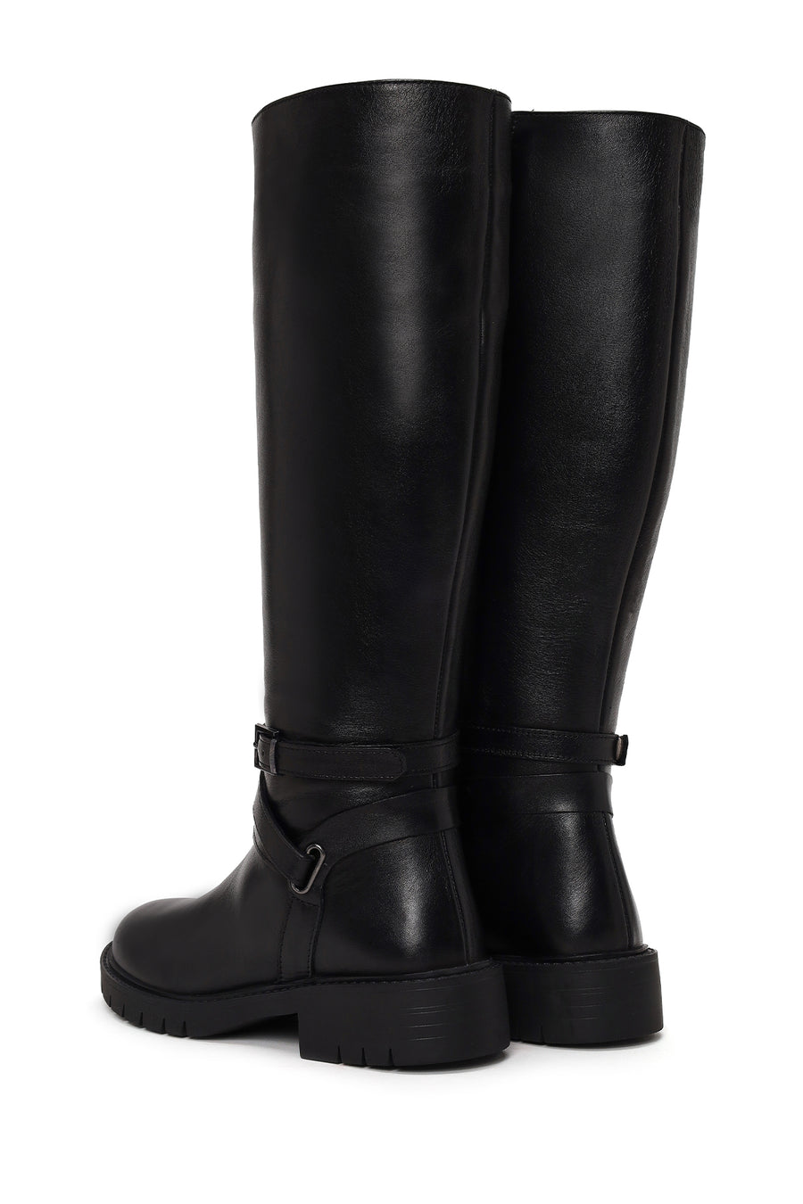 Woman Black Zip Closure Leather Boots