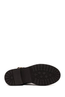Woman Brown Zip Closure Printed Leather Boots | Derimod