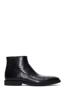 Men's Black Zippered Leather Classic Boots | Derimod