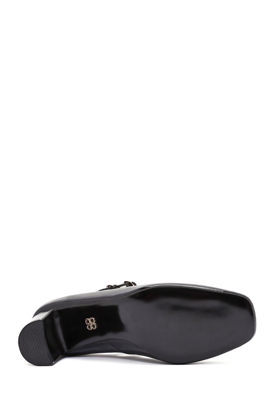 Kadın Siyah Çift Tokalı Kalın Topuklu Rugan Deri Mary Jane Ayakkabı