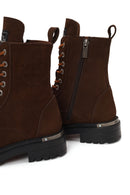 Harley Davidson Woman Brown Rebel Nubuck Leather Combat Boots | Derimod