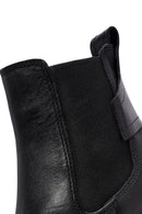 Women's Black Thick Heeled Leather Chelsea Boots | Derimod