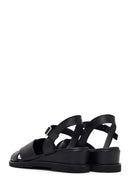 Women's Black Ankle Buckle Platform Leather Sandals | Derimod