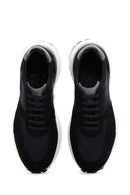 Men's Black Nubuck Leather Thick Soled Sneaker | Derimod