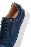 Men's Blue Leather Thick Soled Sneaker | Derimod