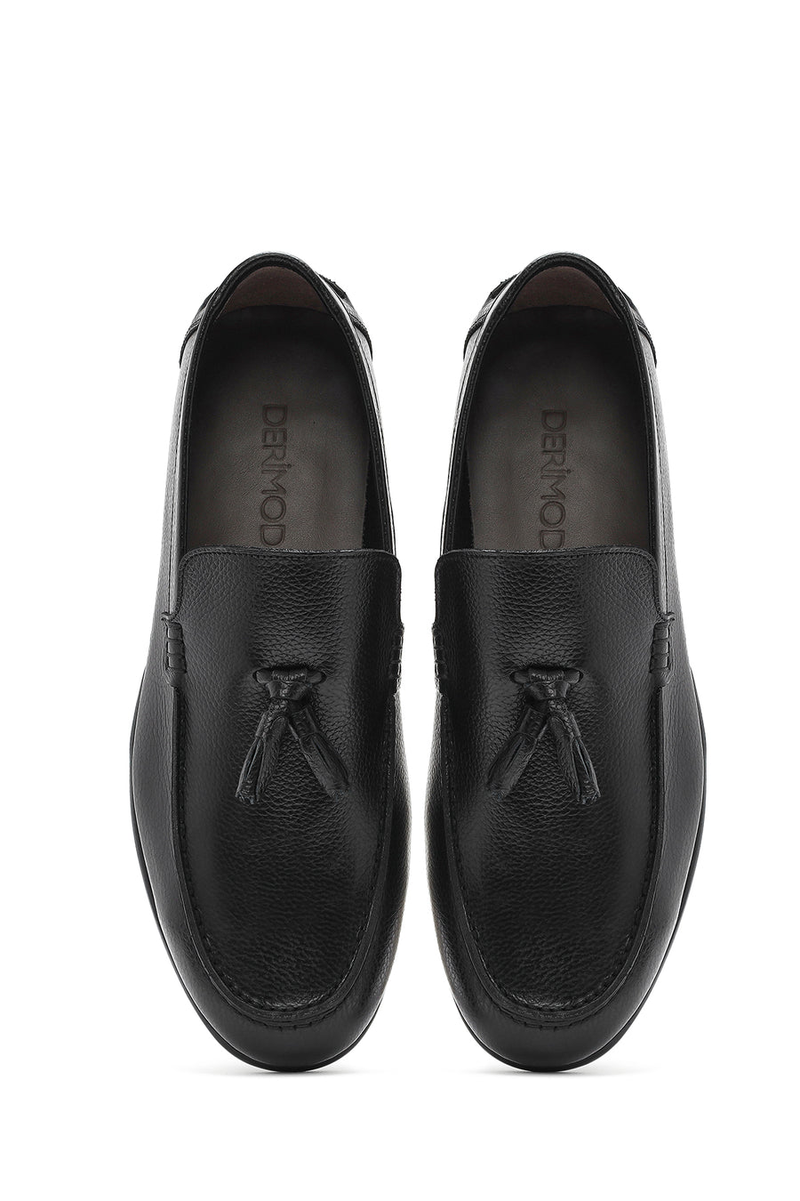Erkek Siyah Püsküllü Deri Casual Loafer