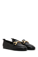 Women's Black Leather Masculine Loafer | Derimod