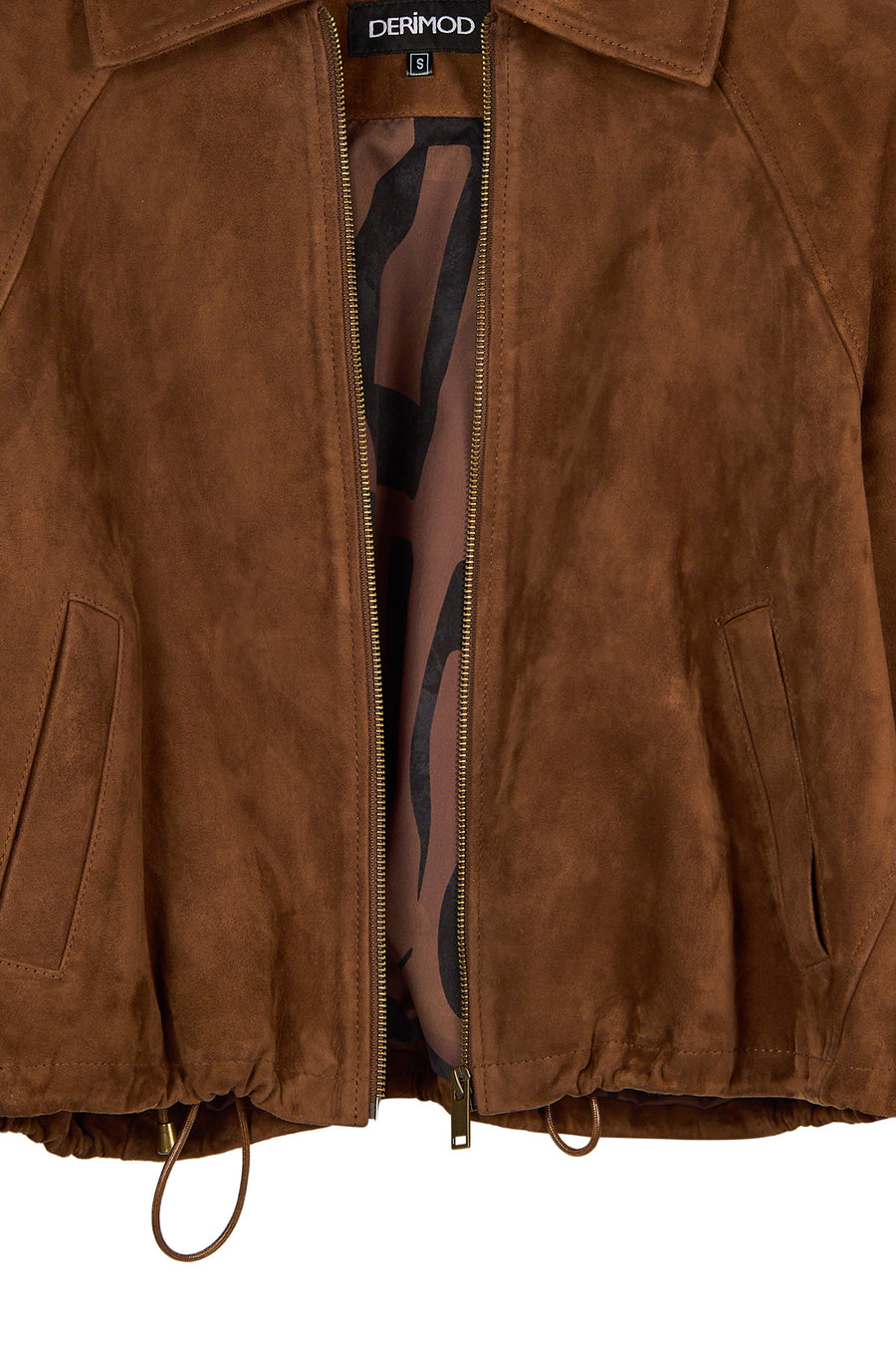 Miami Woman Brown Oversize Waist-Drawstring Suede Jacket