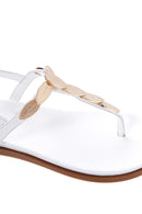 Women's White Ankle Strap Flip Flop Leather Sandals | Derimod