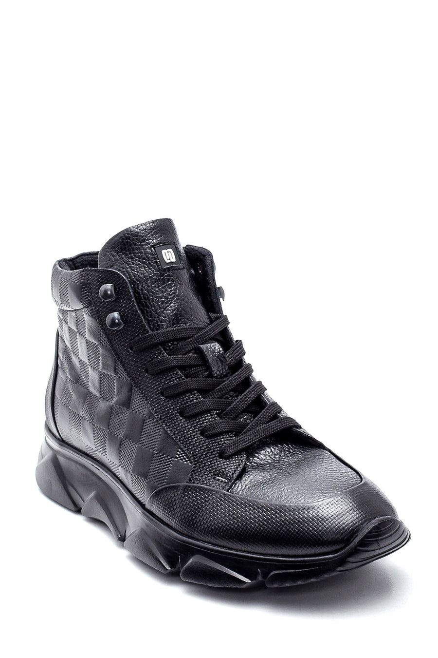 Men's Leather Square Patterned Boots
