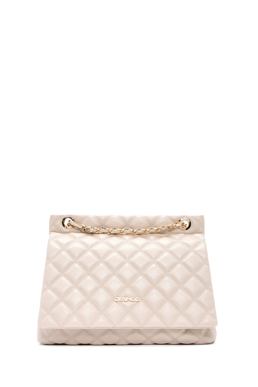 Women's Beige Long Strap Quilted Shoulder Bag