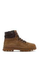 Men's Tan Nubuck Leather Zippered Boots | Derimod