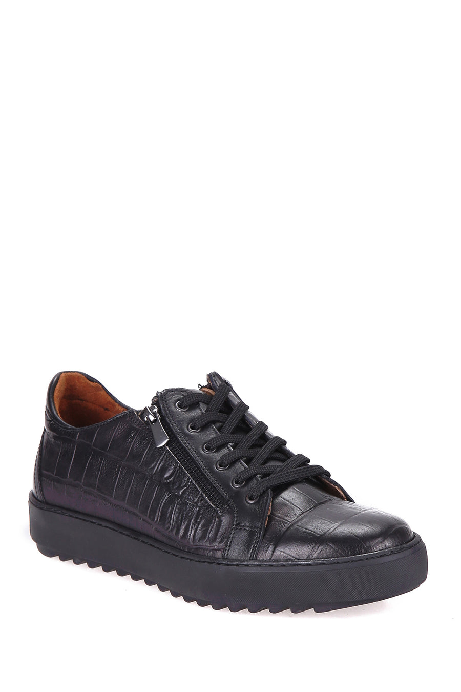 Men's Leather Sneaker with Zipper Detail