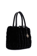 Women's Black Long Strap Plush Handbag | Derimod