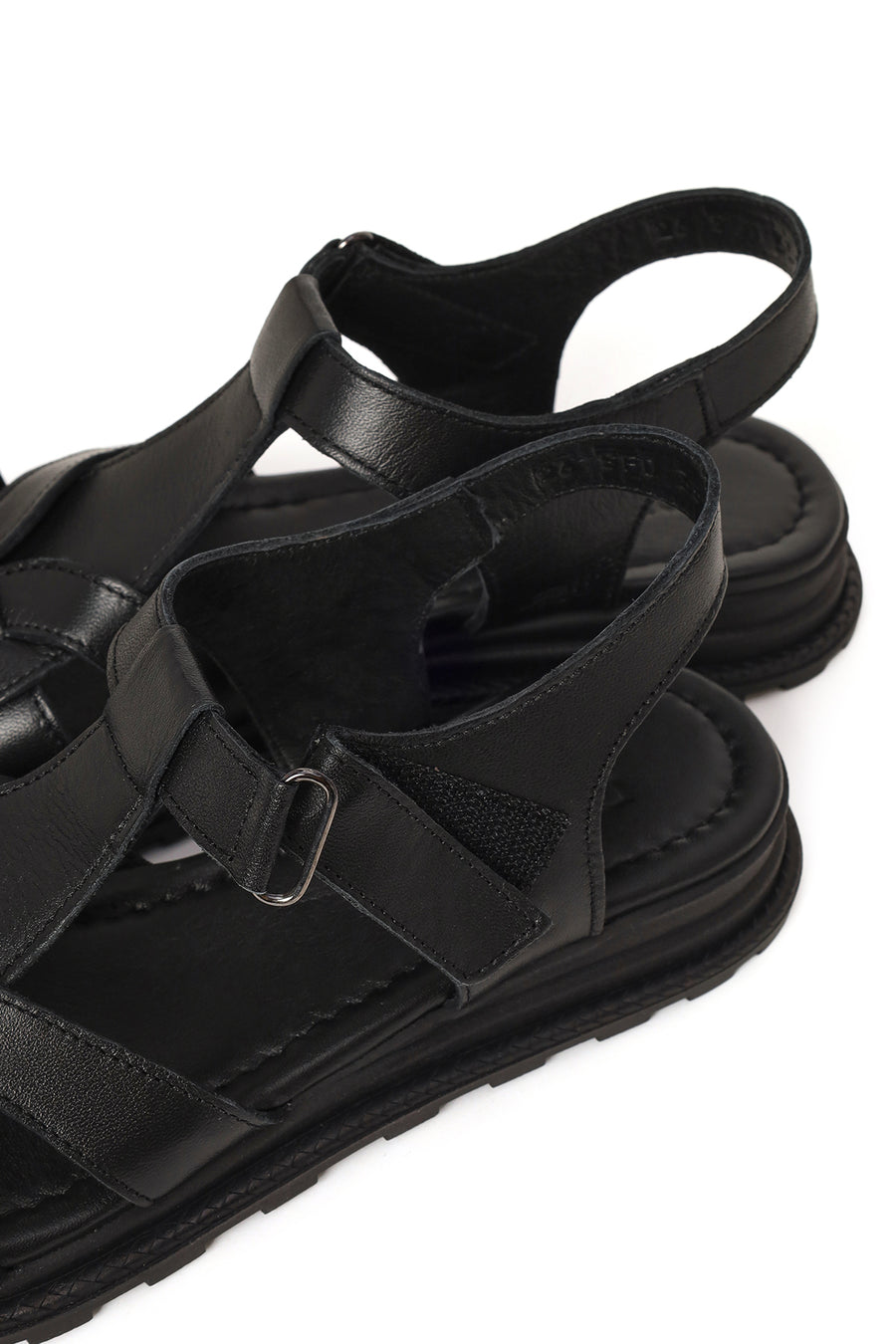 Women's Black Strappy Leather Sandals